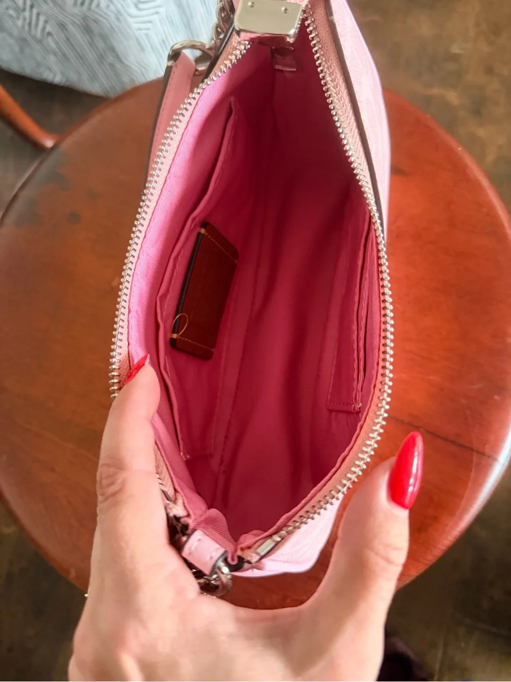 Coach Pink Signature Canvas Hobo Shoulder Bag